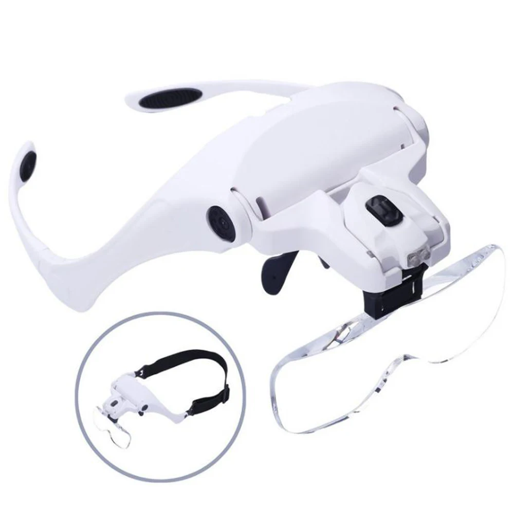 

1.0X 1.5X 2.0X 2.5X 3.5X Adjustable 5 Lens Loupe LED Light Headband Magnifier Glass LED Magnifying Glasses Eyewear With Lamp