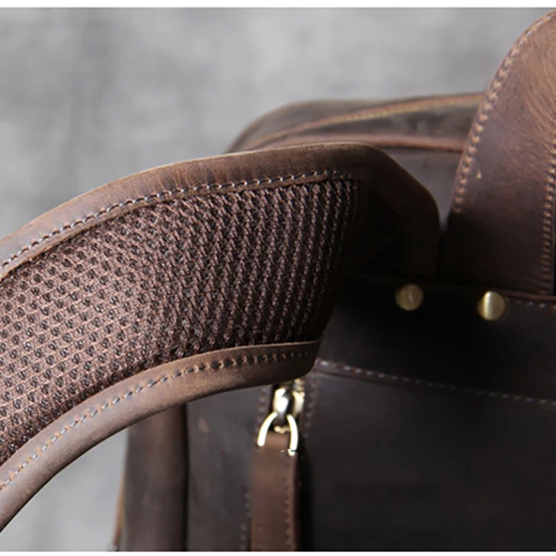 AETOO Retro head cowhide men's shoulder bag leather handmade computer backpack