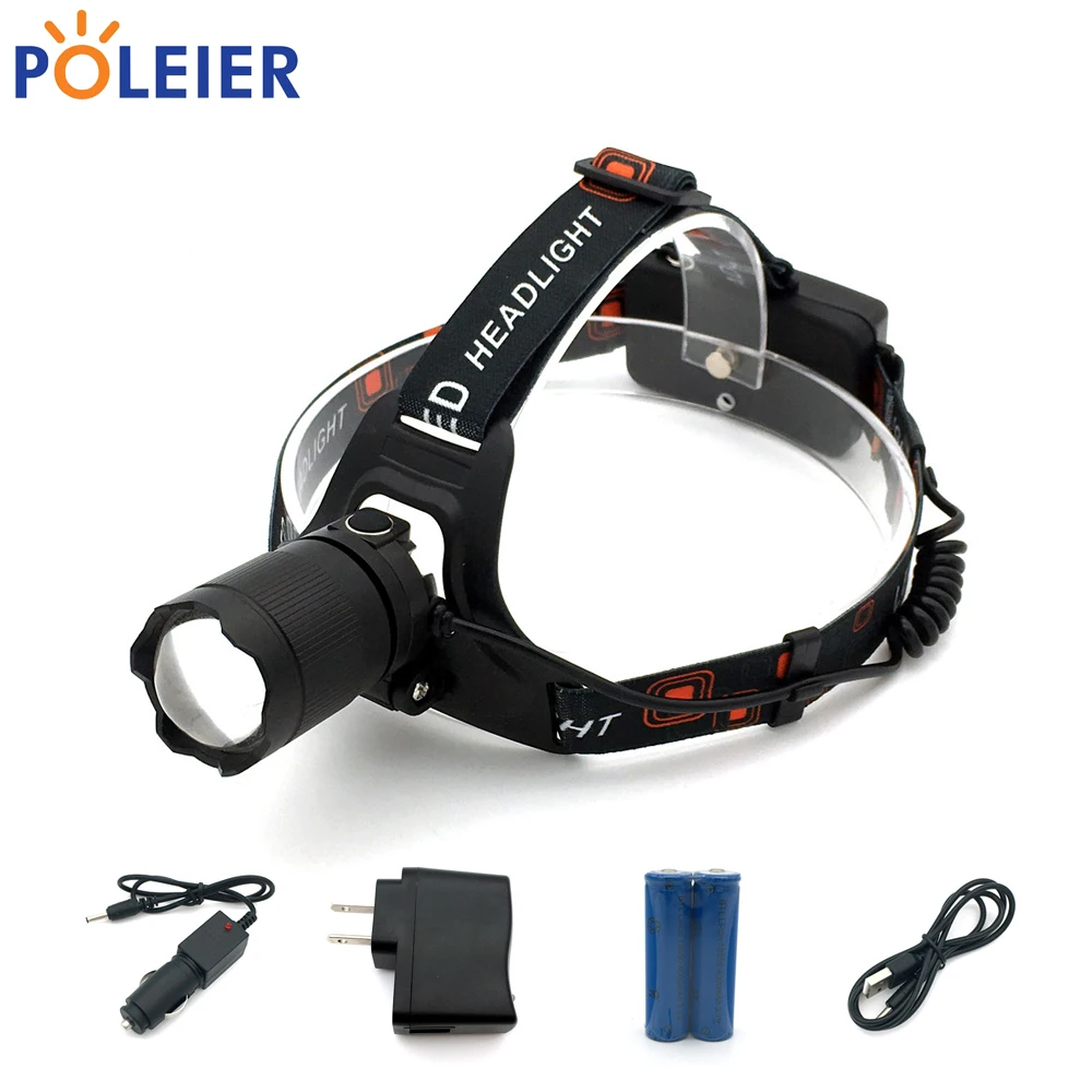 7000 Lumens Frontal Light CREE chip XML T6 + COB red strobe Headlamp