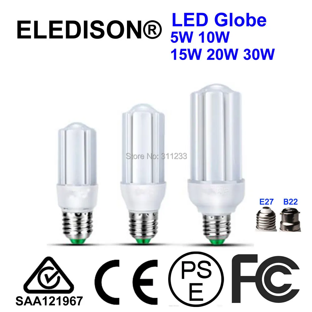 Compact LED CFL Bulb 5W 10W 15W 20W 30W E27 B22 No Glare No Strobe