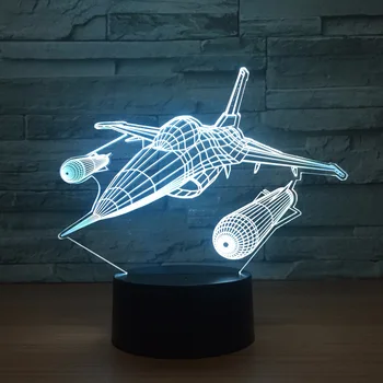 

Fighter Plane 7 color change 3D Lamp Manufacturer Source Creative 3d Acrylic Led Gift 3d Light Fixtures Kids Room Light