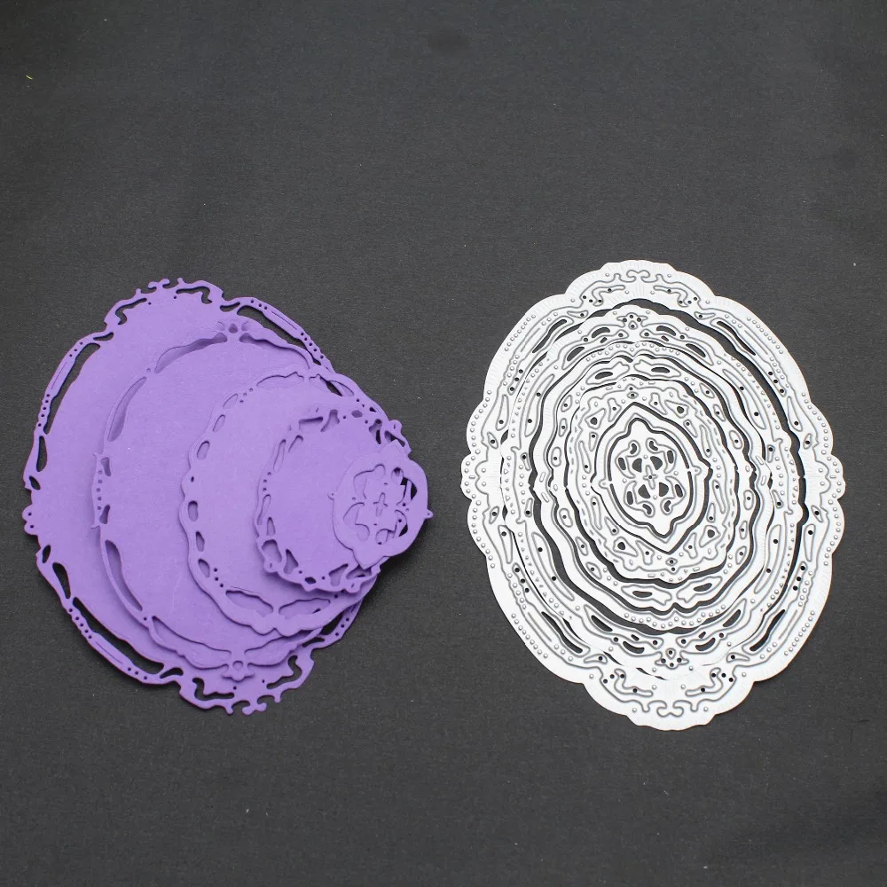 

Metal Steel Cutting Dies Lace Edge Oval Frame Set Embossing Die Stencil for Scrapbook Album Card Making 2019 New Die Cut