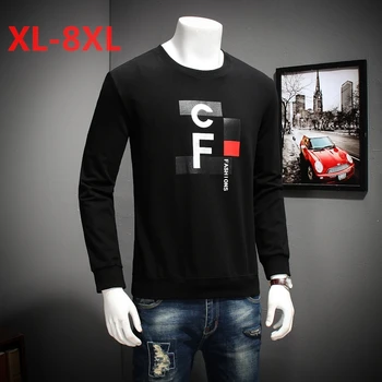 

10XL 8XL 6XL 5XL 2018 spring New Long Sleeve T Shirts Men Loose Fit Letter Fashion 100% Pure Cotton T Shirt Male Tops Pullover