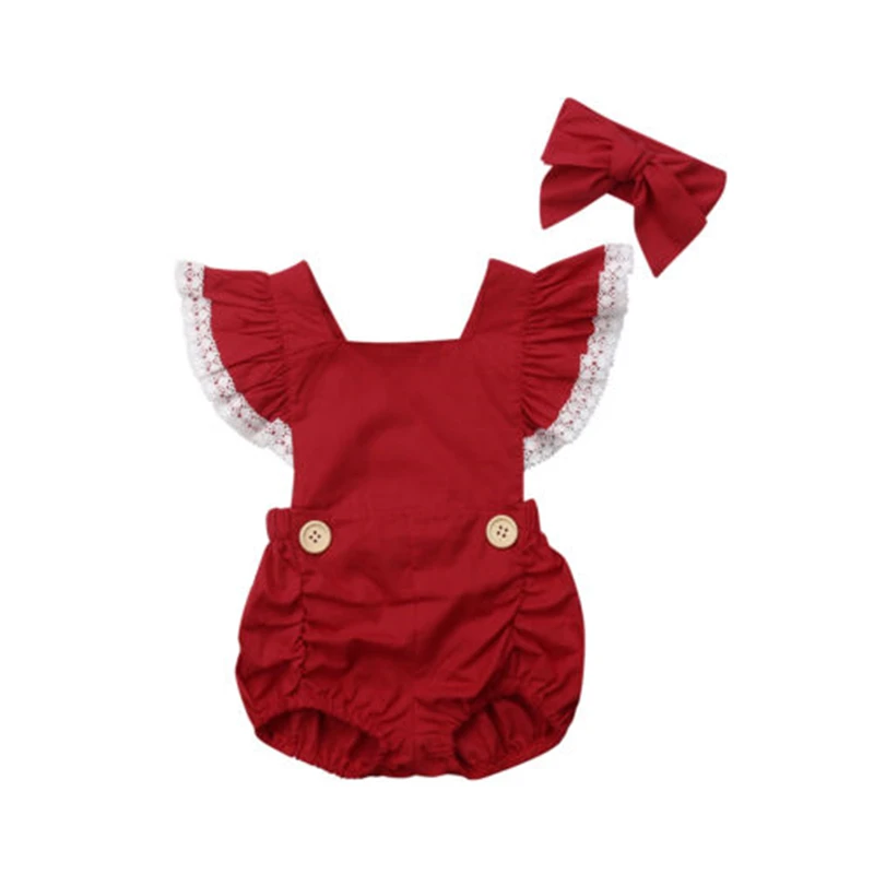 Newborn Infant Baby Girl Laces Sleeveless Xmas Romper Jumpsuit Headband 2Pcs Outfits Kids Girl Christmas Summer Rompers Playsuit Newborn Infant Baby Girl Laces Sleeveless Xmas Romper Jumpsuit Headband 2Pcs Outfits Kids Girl Christmas Summer Rompers Playsuit