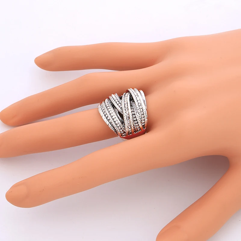 Tibetan Silver Crystal Ring for Women Men European America Vintage Style Finger Adjustable Fashion Jewelry Gift 2020 | Украшения и