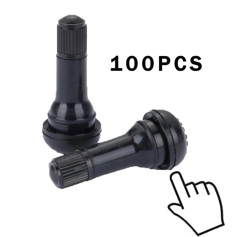 

VORCOOL 100 Pcs TR-413 Black Rubber Snap-in Valve Stems Tire Tyre Valve Stems Caps Car Wheel Cap Accessories For Car Truck SUV
