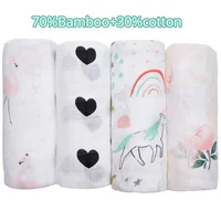Bamboo Cotton Baby Blankets Newborn Flamingo Unicorn Patterns Muslin Swaddle Wrap Bebe Kids Infant Gauze Diapers Baby Bath Towel 1