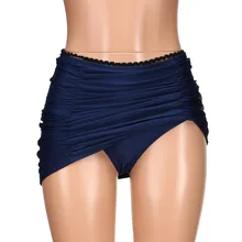 Для женщин Плиссированное Треугольники купальники летние бикини дно, однотонная расцветка, Цвет Высокая Талия купальные плавки пляжные купальник со стрингами mujer A23