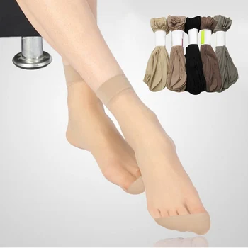 Hot Sale! High Quality Women Velvet Socks Female Socks Summer Thin Silk Transparent 5 Pair=10 Pieces Ankle Sox Women's Socks