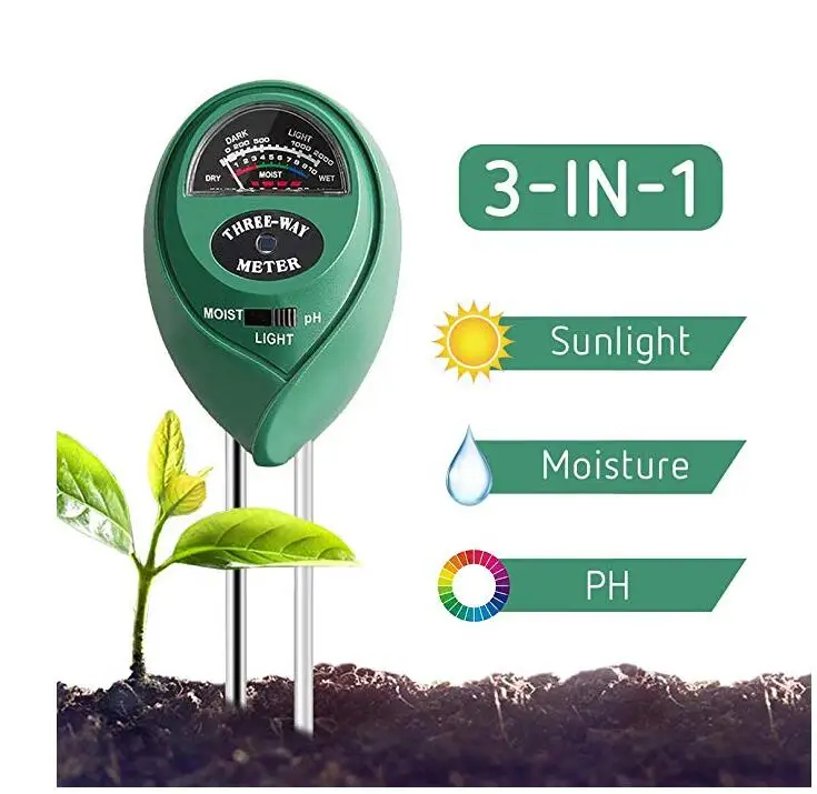 3 в 1 почвенный PH Измеритель влажности воды кислотность влажность Солнечный свет садовые растения цветы Влажный Тестер инструмент скидка 15