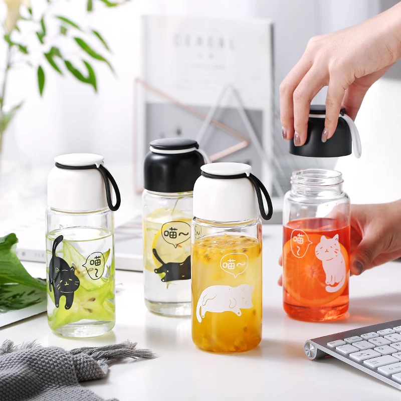 Bouteille D Eau De Tasse De Chat Avec La Bouteille D Eau En Verre De Preuve De Fuite De Corde Drinkware Bouteilles D Eau Transparentes Water Bottle With Bag Bottle With Bagwater Bottle Aliexpress