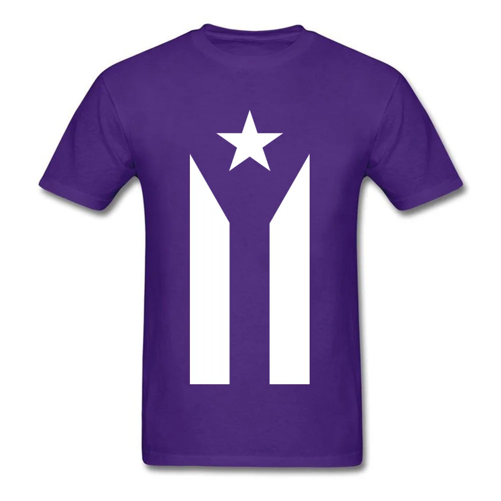 Tees Custom Tops & Tees Summer Dominant Casual Short Sleeve All Cotton Crewneck Men's T-Shirt Casual Free Shipping Puerto Rico Black White Protest Flag purple