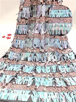 

High quality African Sequins wedding lace fabric Hot selling French tulle net lace fabric New embroidered lace fabric