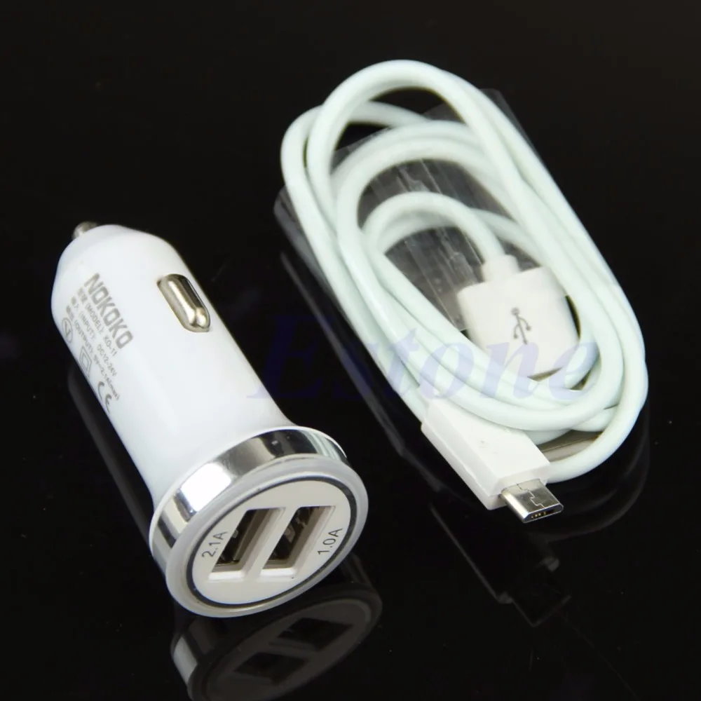 

2.1A Dual Car Charger + Micro USB Cable For Samsung Galaxy S6 S4 S3 Note2 4