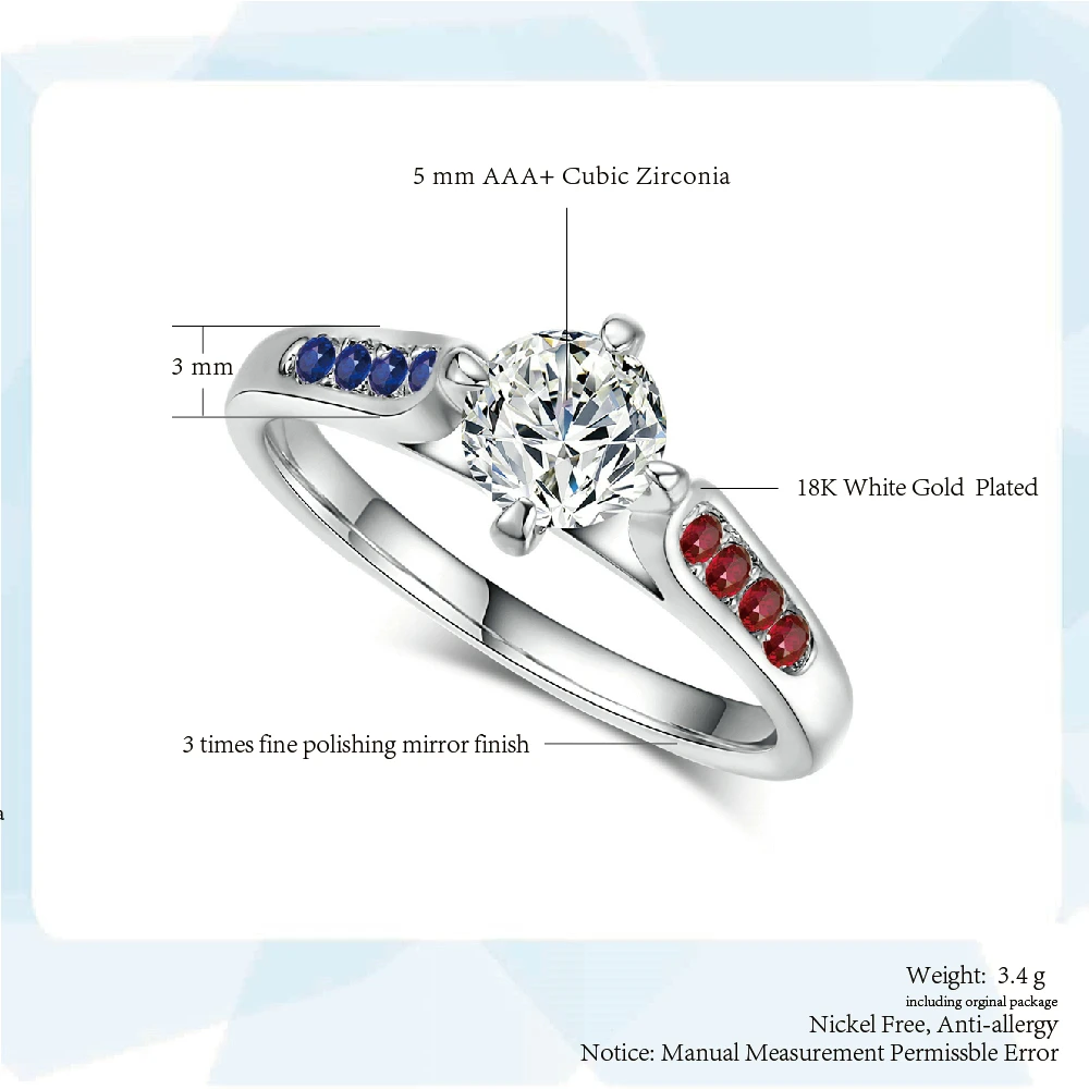 Double Fair Fashion New Austria Crystal Wedding Rings For Women Engagement Cubic Zirconia Jewelry Ring Wholesale DZR005