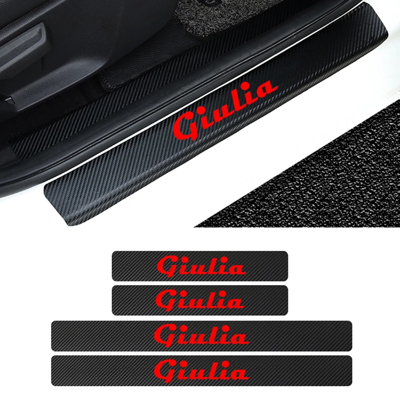 4 шт. виниловые наклейки из углеродного волокна, Накладка на порог двери автомобиля для Alfa romeo Giulia Stelvio Alfa 147 159 giulietta автомобильные аксессуары