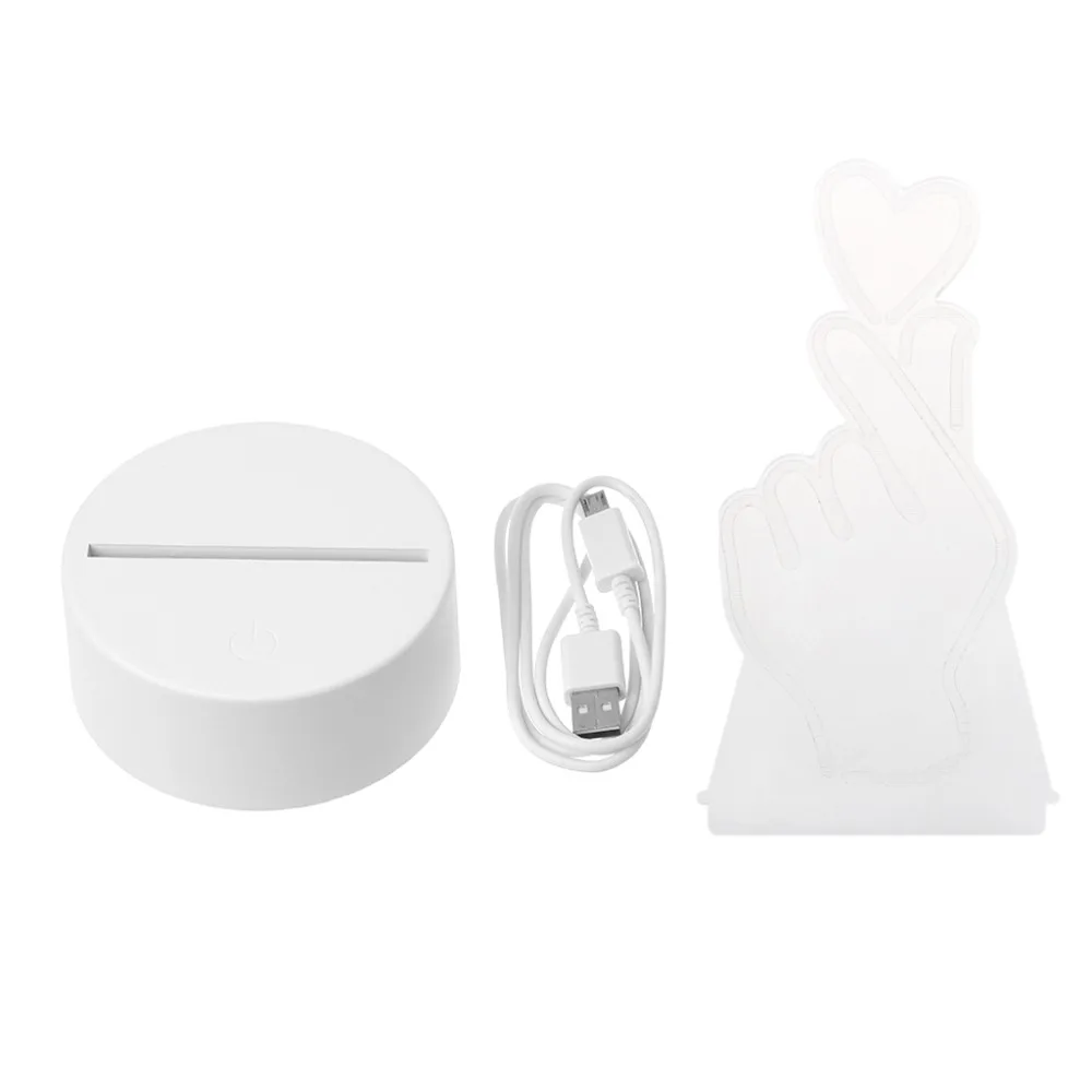  USB Novelty 7 Colors Changing Finger Heart LED Table Light 3D Desk Table Lamp Home Decor H15