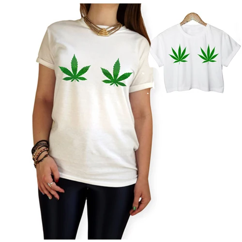 

Weed Leaf T Shirt Women Weed Leaf CROP TOP Printed Short Sleeve Casual Ladies Tee US size XS-2XL