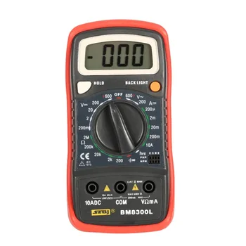 

Portable Digital Multimeter Backlight AC/DC Ammeter Voltmeter Ohm Resistance hFE Diode Tester Handheld LCD Manual Multimeter