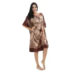 JLONG женские ночные рубашки Свободная Сексуальная Домашняя одежда полупижама с рукавами цветочный искусственный шелк платье для сна для