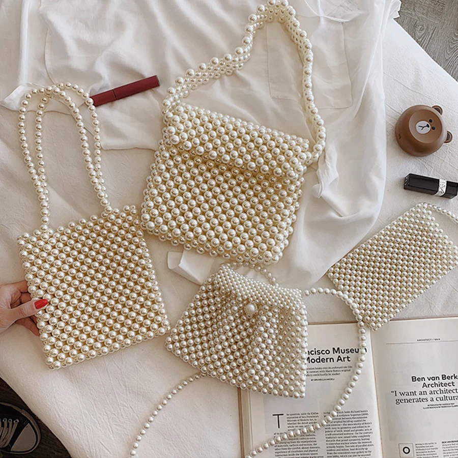 

Handmade Beaded Pearls Bags for Women's Bags Elegant Acrylic Beads Bag Women Shoulder Bag Evening Clutch Phone Purses Ladies