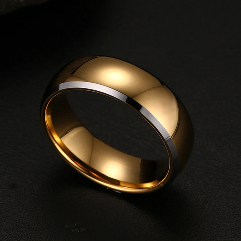 Name Wedding Anniversary Date Logos Jewelry 8mm Gold Tone Tungsten Rings Personalize Your Own Style