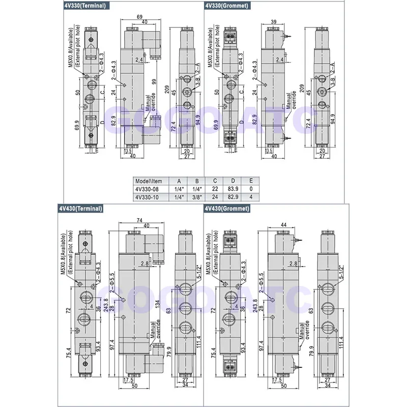 4V120-06 4V130C 4V220-08 4V230C-08 4V320-10 4V420 клапаны с разъемом глушителя 4 мм/6 мм/8 мм/10 мм/12 мм 5/2 5/3 способ электромагнитный клапан