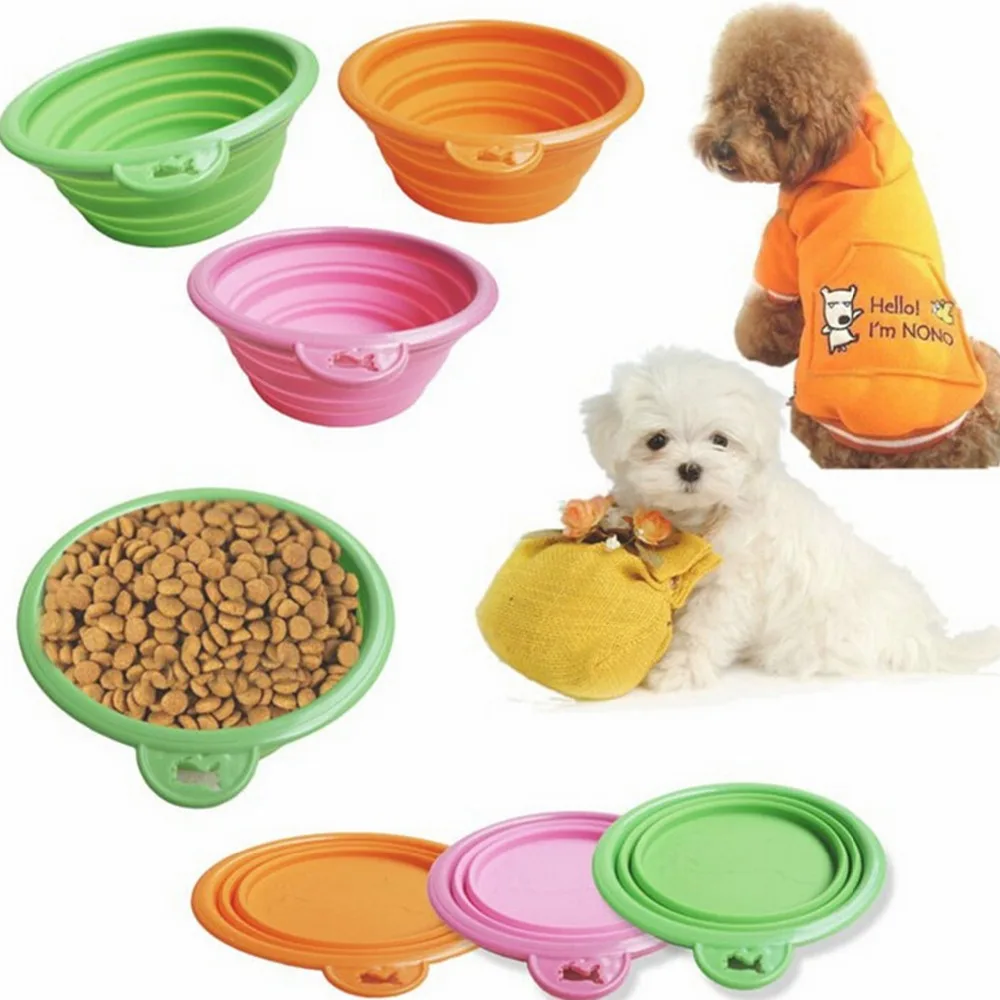 

Pet dog Bowl Creative Tableware Silicone Folding Telescopic Bowl Pet Tool