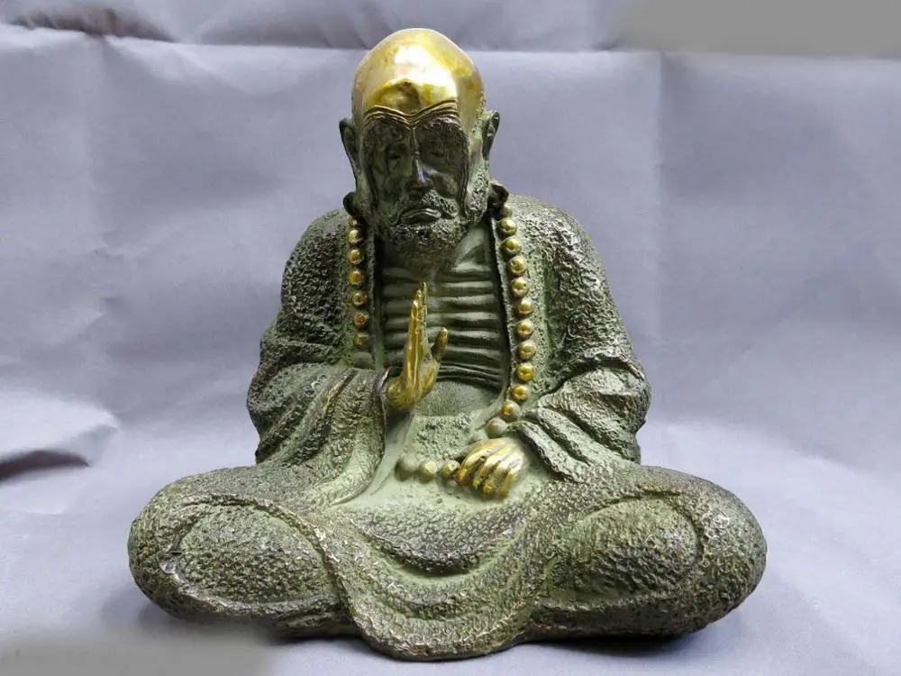 

9" China bronze gild buddhism copper carved sculpture beautiful buddha Statue
