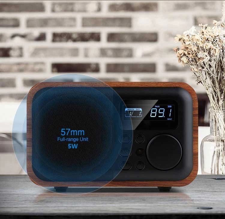 Деревянный bluetooth-динамик с дистанционным управлением с fm-радио и будильником, поддержка времени, USB TF карта, деревянный сабвуфер, динамик