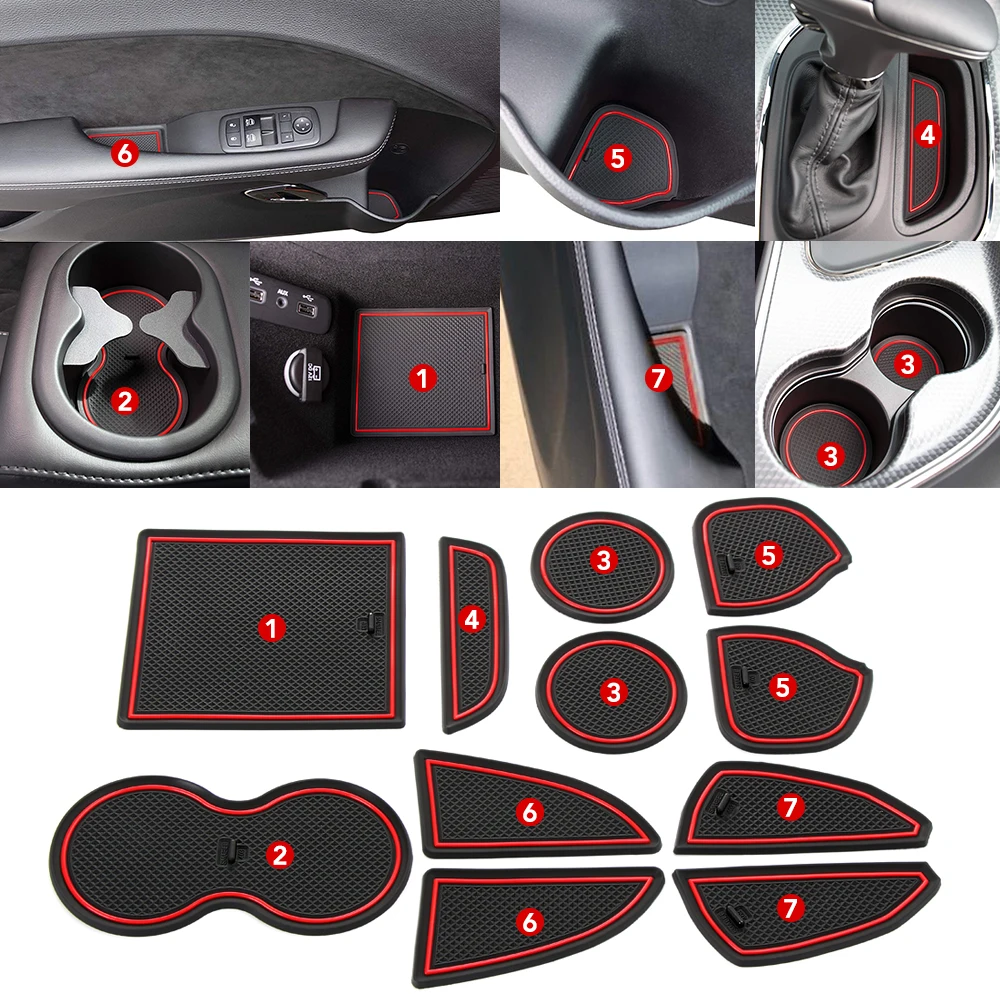 

11pcs/set Car Cup Anti-Slip Mat Pad For Dodge CHALLENGER 2015 ~ 2019 car accessories