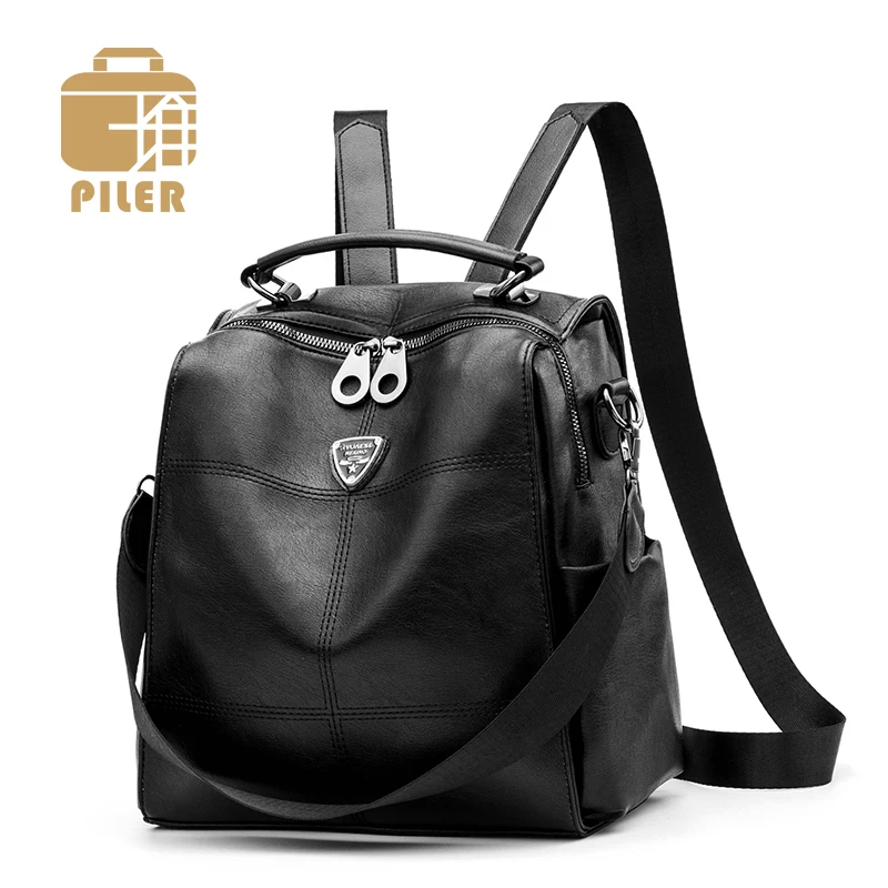 

Female Leather Luxury Designer Backpacks Large Capacity Casual Daypack Women PU Leather Backpack for Teenager Girl School Bag