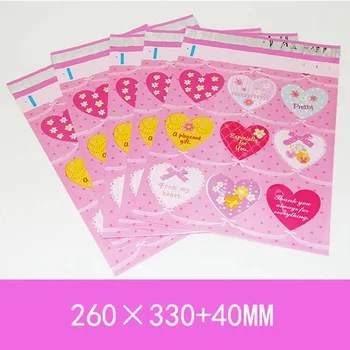 

500Pcs/lot heart-shaped pattern Plastic Post Mail Bags Poly Mailer Self Sealing Mailer Packaging Envelope Courier express bag