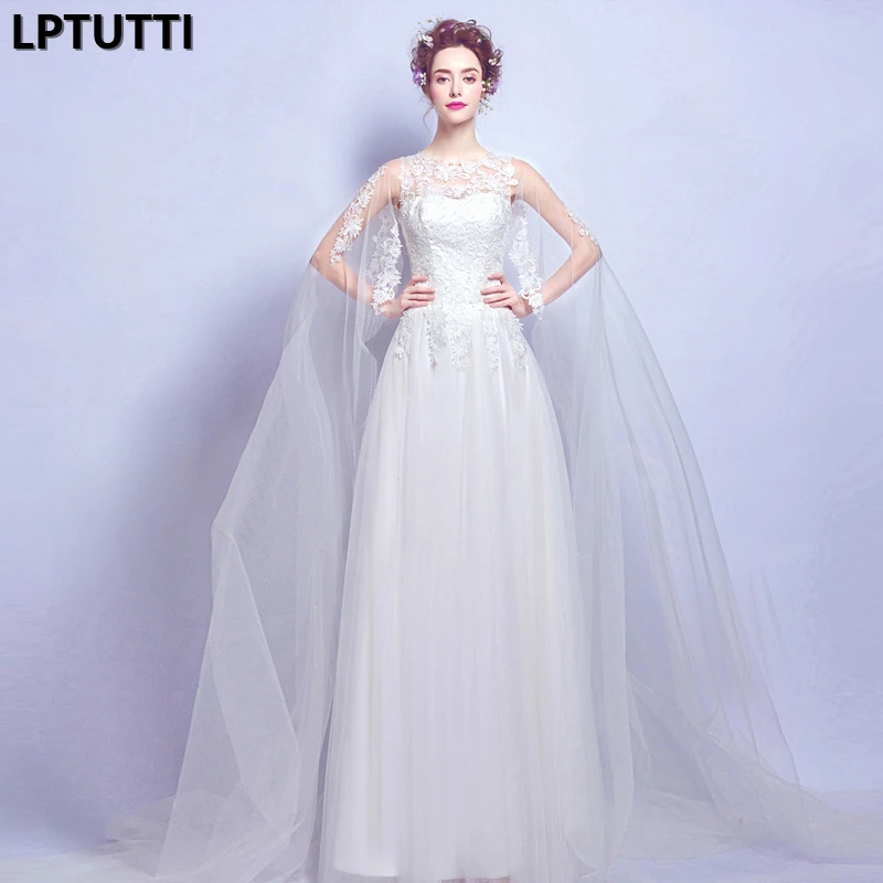 LPTUTTI кружево вышивка Новый Белый Сексуальная принцесса свадебное платье невесты Простые Вечерние события длинные Роскошная свадебная