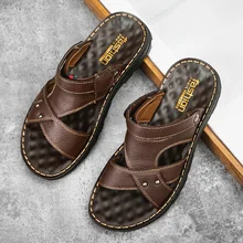 CIMIM/брендовые летние мужские шлепанцы; Новинка года; модные повседневные мужские вьетнамки; большие размеры; тапочки из натуральной кожи; мужская пляжная обувь