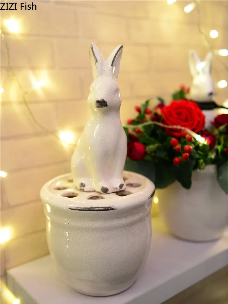 

Modern Ceramic Rabbit Shape Vase Tabletop Vases Thydroponic Containers Flower Pot Home Decor Crafts Wedding Decoration