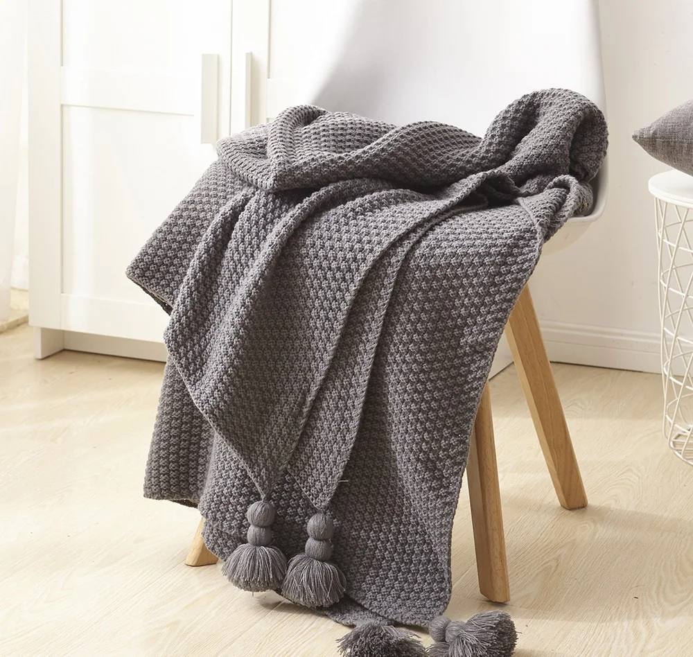 

New Knitted Blanket for Bed Sofa Plain Simple Air Conditioning Travel Blanket Home Textile Throw Blanket Anti-Pilling Portable
