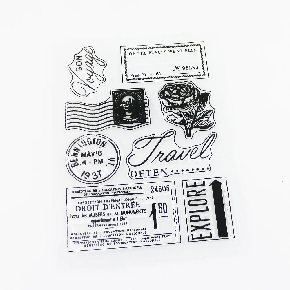 

vintage travel memory clear stamp silicone stamp DIY rubber stamps for scrapbooking craft