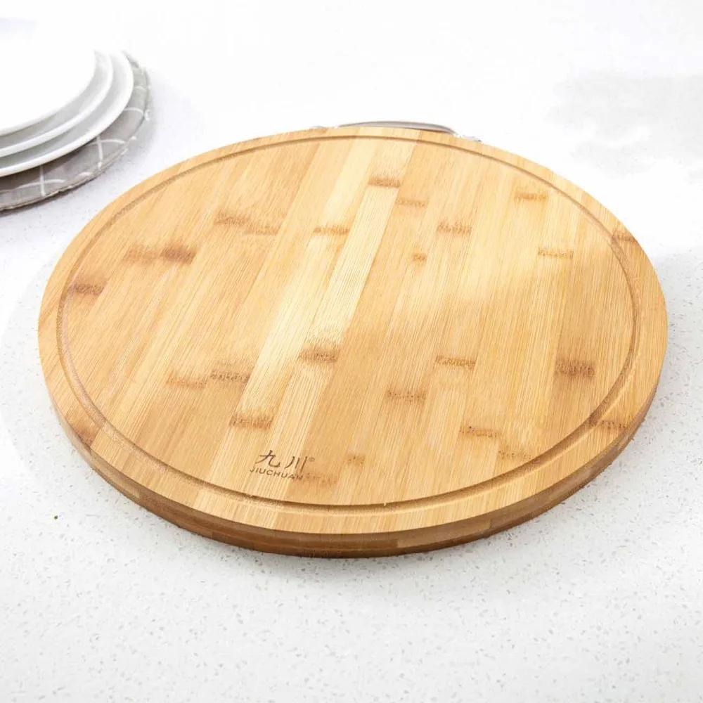 OTHERHOUSE кухонная круглая деревянная разделочная доска, утолщенная бамбуковая разделочная доска, разделочный коврик для пиццы, суши, хлеба, поднос, кухонные инструменты