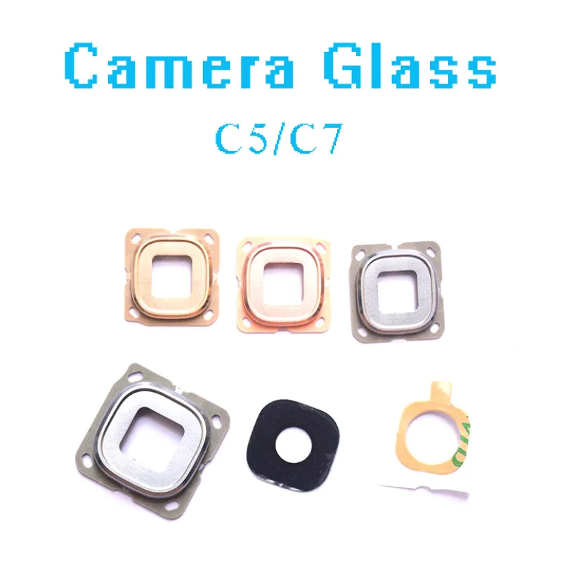 

Lente de Cristal marco de la Cámara piezas de repuesto C5 C7 para Samsung Galaxy C5000 C7000 marco para cámara con adhesivo