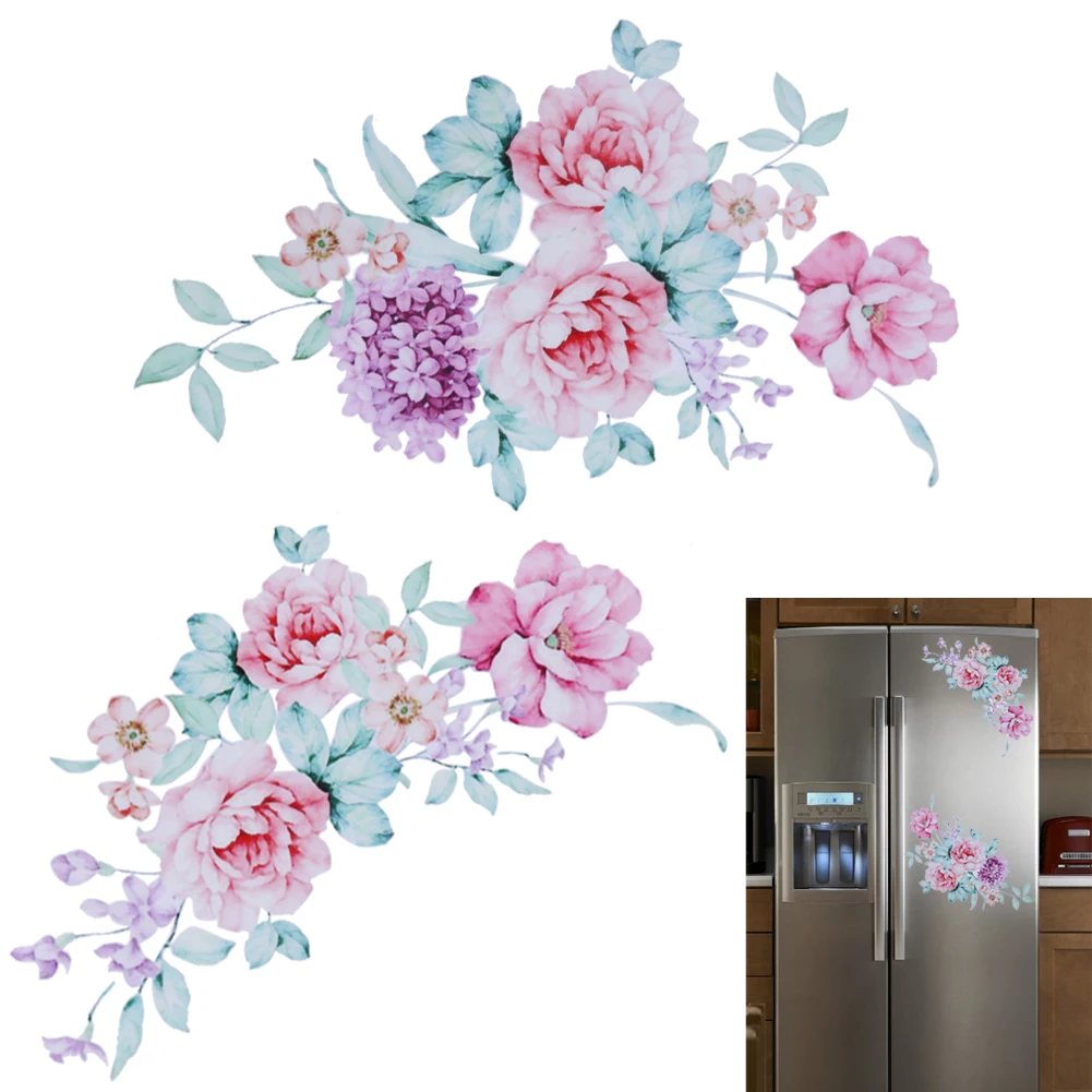 

Peony Stickers Home Decoration Wall Sticker Vinyl Wallpaper Decals for Toilet Fridge Stickers Kids Living Room Home Decor