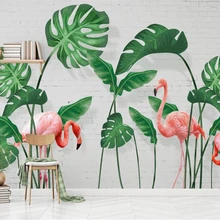 Beibehang пользовательские фрески обои ручная роспись зеленые листья тропический лес Фламинго фото 3D обои папье peint фрески