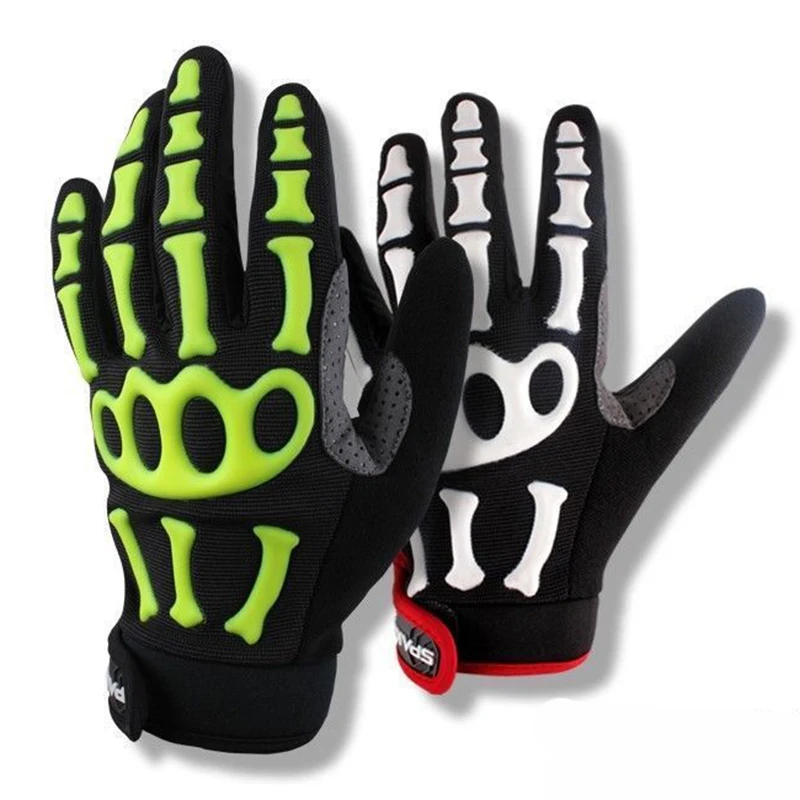 Spakct Pro Gel Full Finger Cycling font b Gloves b font Racing Riding Cycling Skeleton font