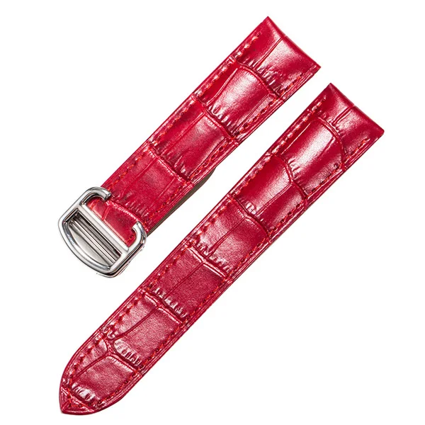 OT Для мужчин G ремешок для наручных часов для Cartier Tank Solo W6700255 Натуральная кожа ремешок для часов 20/22/23/24/25 мм браслет для Для мужчин/Для женщин ремешки наручных часов - Цвет ремешка: red with silver