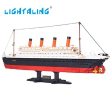 Светильник, 1021 шт., строительные блоки, игрушка, круиз, RMS, Титаник, корабль, лодка, 3d модель, обучающая игрушка, светодиодный светильник, набор в оригинальной коробке