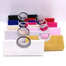 Сумка женская элегантная вечерняя сумочка клатч Стразы атласная сумочка плиссированная