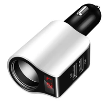 Напряжение Дисплей автомобильное зарядное устройство 5 В 3.1A двойной USB телефон зарядное устройство переходник сплиттер с 120 Вт разъем прикуривателя для всех автомобилей 12-24 В