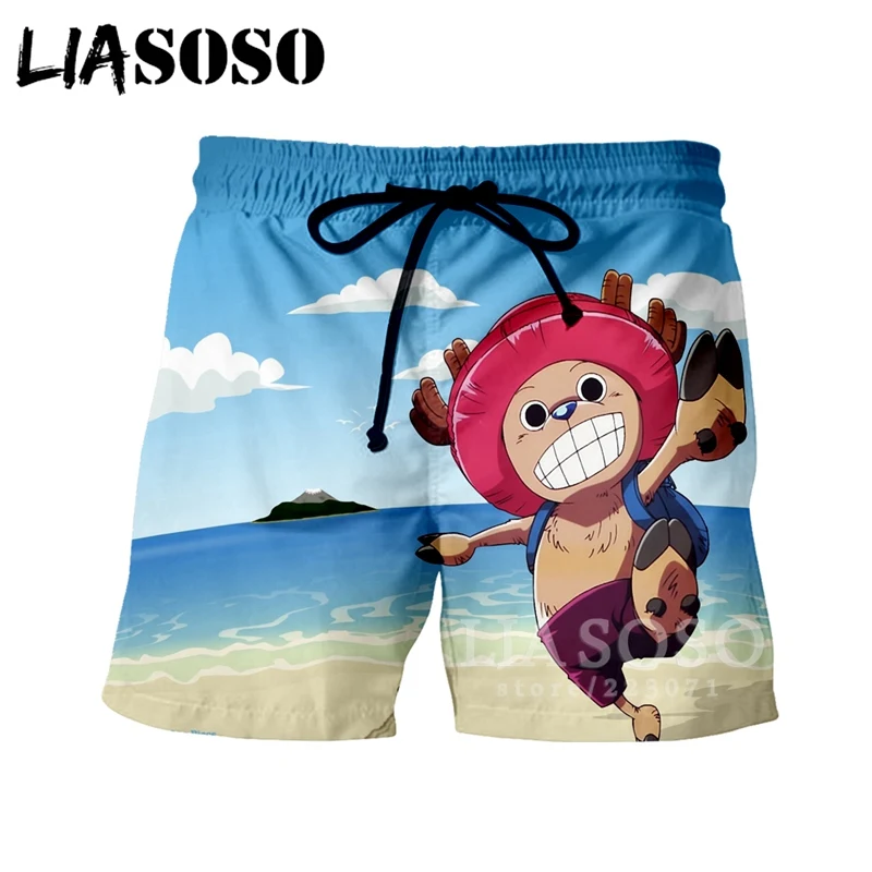 LIASOSO летние новые мужские и женские Луффи 3D принт Аниме one piece Тони Чоппер шорты пляжные Фитнес хип хоп Спортивные штаны A234-02