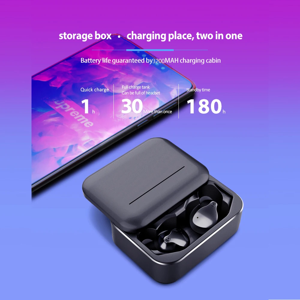 Femperna Bluetooth 5 0 3D стерео беспроводные наушники с зарядным боксом 3200 мАч спортивные