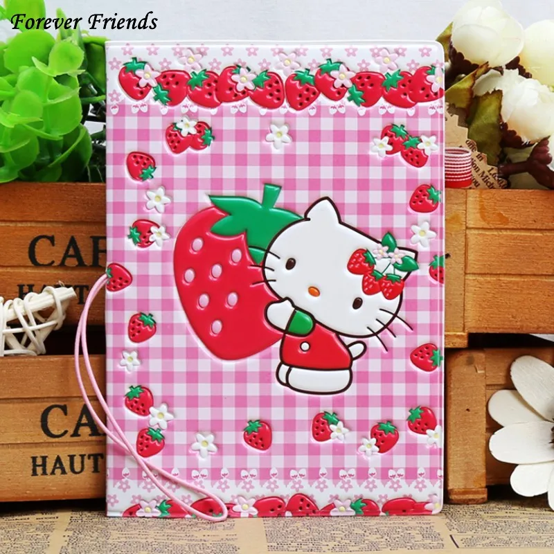 

ForeverFriendsHello Kitty Travel Passport Cover, ID Card Bag,PVC Lear Credit Card Holder for abroad